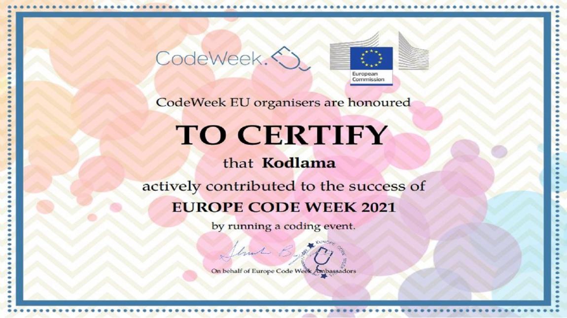 OKULUMUZ (CODEWEEK) KODLAMA HAFTASI ETKİNLİKLERİNE KATILDI